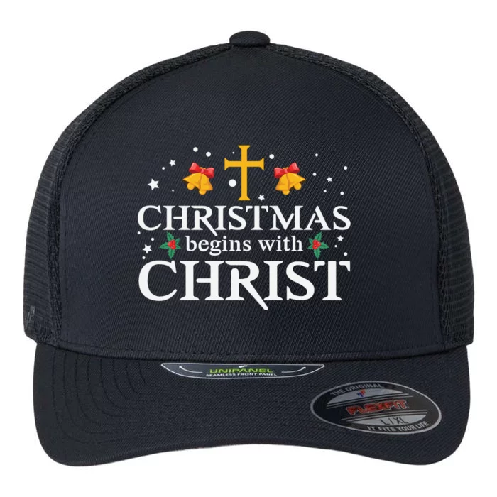 Christmas Begins With Christ Flexfit Unipanel Trucker Cap