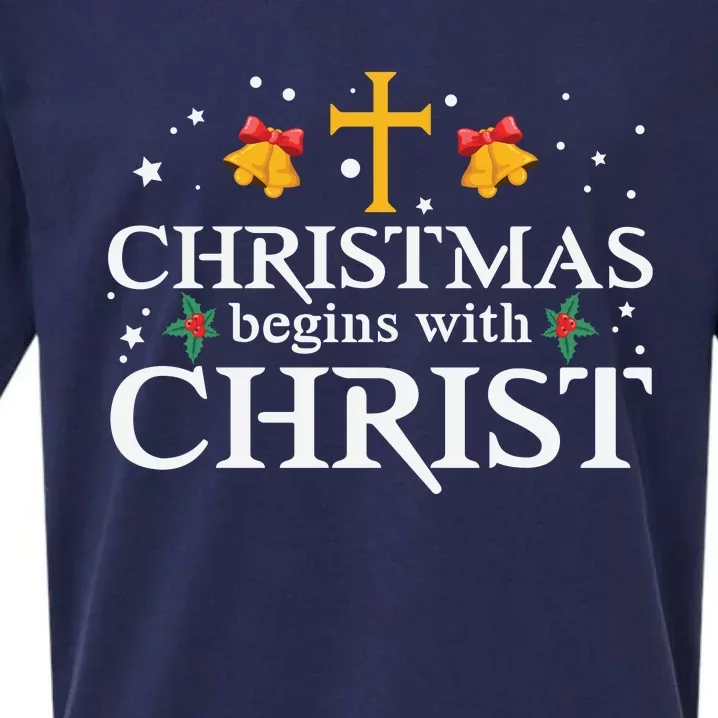 Christmas Begins With Christ Sueded Cloud Jersey T-Shirt