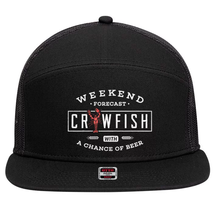 Crawfish Boil Weekend Forecast Cajun And Beer Party 7 Panel Mesh Trucker Snapback Hat