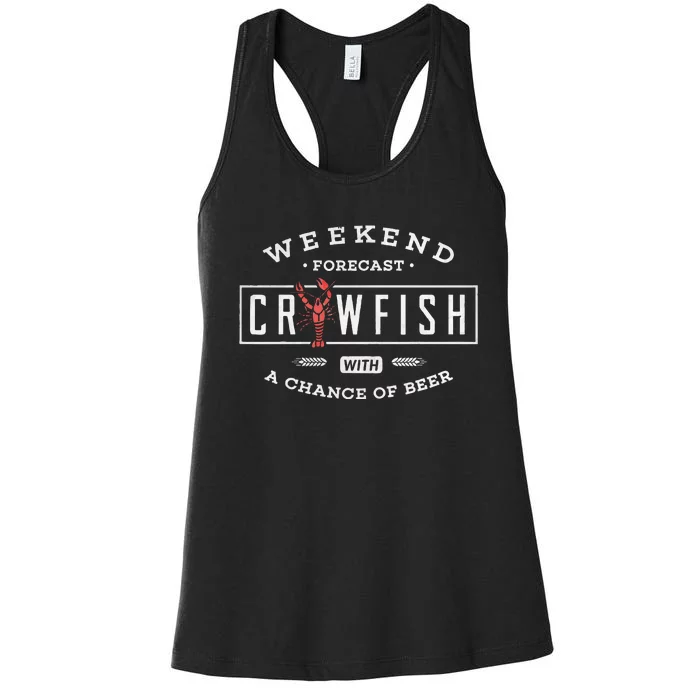 Crawfish Boil Weekend Forecast Cajun And Beer Party Women's Racerback Tank