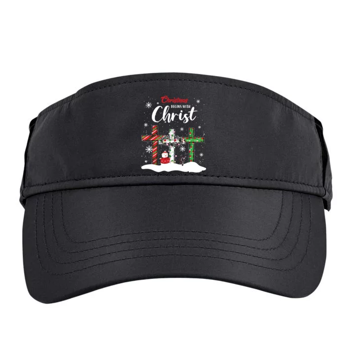 Christmas Begins With Christ Snowman Christian Cross Xmas Adult Drive Performance Visor