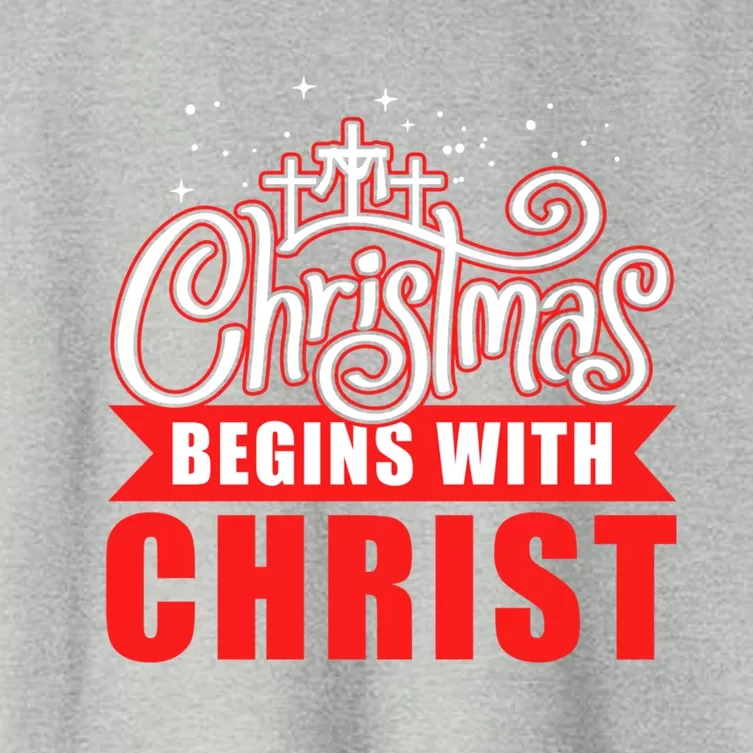 Christmas Begins With Christ Christian Religious Gift Women's Crop Top Tee