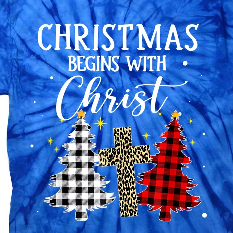 Christmas Begins With Christ Jesus Cross Christian Sweater Great Gift Tie-Dye T-Shirt