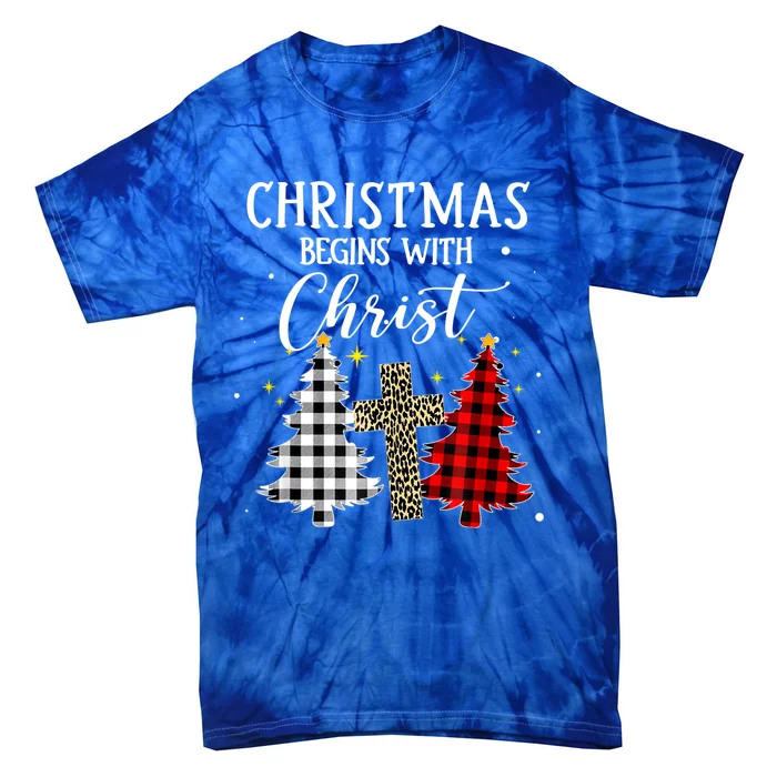 Christmas Begins With Christ Jesus Cross Christian Sweater Great Gift Tie-Dye T-Shirt