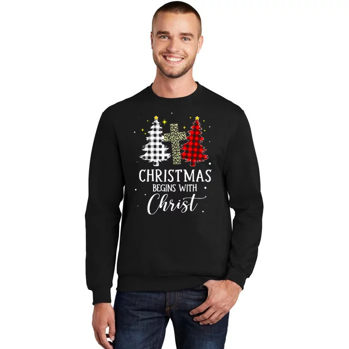 Christmas Begins With Christ Jesus Cross Christian Jesus Cross Christian Sweater Sweatshirt