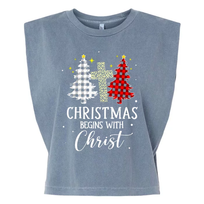 Christmas Begins With Christ Jesus Cross Christian Jesus Cross Christian Sweater Garment-Dyed Women's Muscle Tee