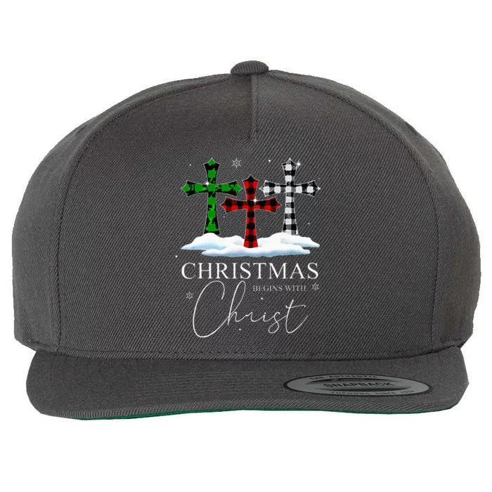 Christmas Begins With Christ Jesus Cross Christian Pajama Wool Snapback Cap