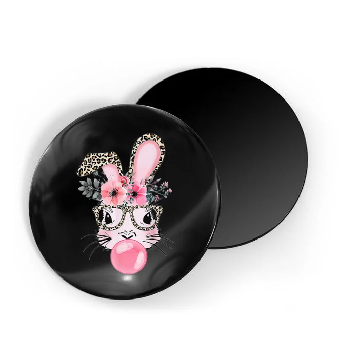 Cute Bunny With Leopard Glasses Bubblegum Easter Day Gifts Magnet