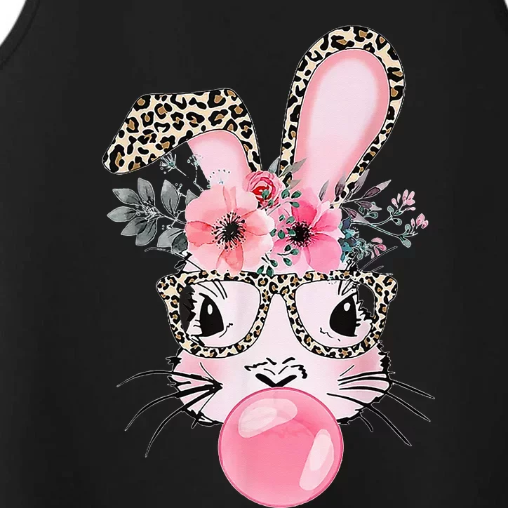 Cute Bunny With Leopard Glasses Bubblegum Easter Day Gifts Performance Tank