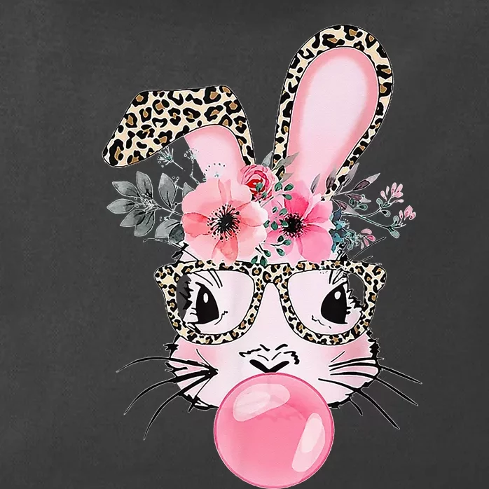 Cute Bunny With Leopard Glasses Bubblegum Easter Day Gifts Zip Tote Bag