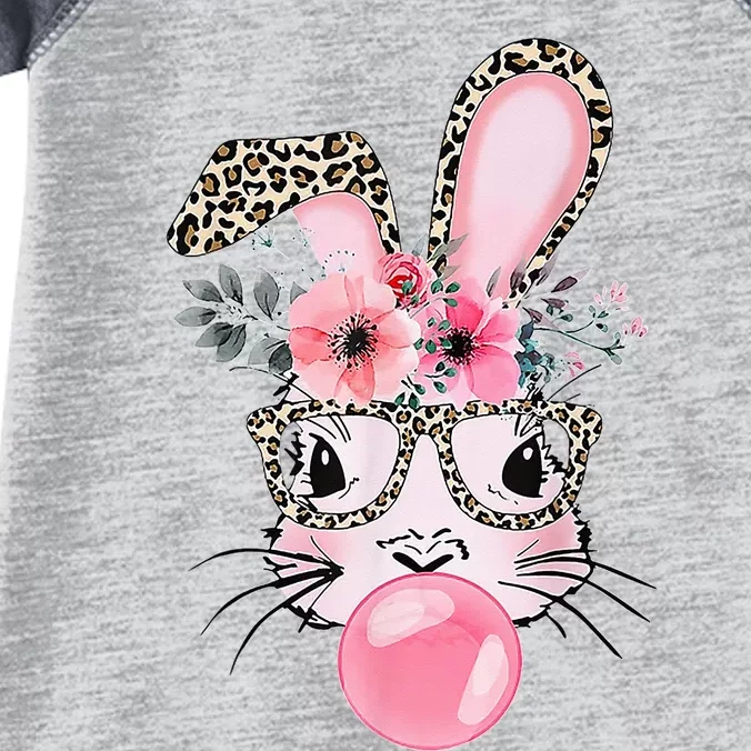 Cute Bunny With Leopard Glasses Bubblegum Easter Day Gifts Infant Baby Jersey Bodysuit