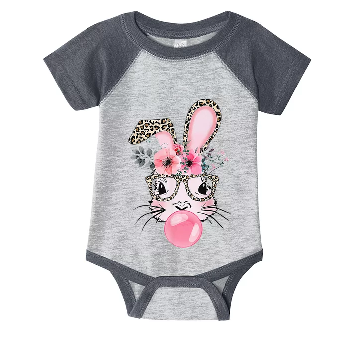 Cute Bunny With Leopard Glasses Bubblegum Easter Day Gifts Infant Baby Jersey Bodysuit