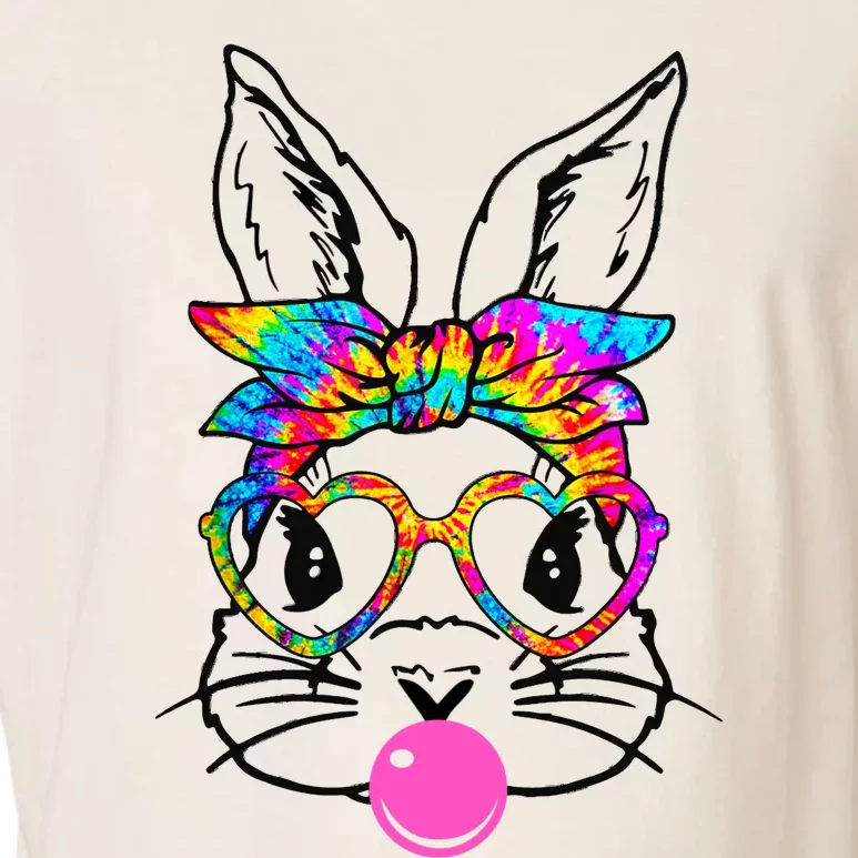 Cute Bunny With Bandana Heart Glasses Bubblegum Easter Day Garment-Dyed Women's Muscle Tee