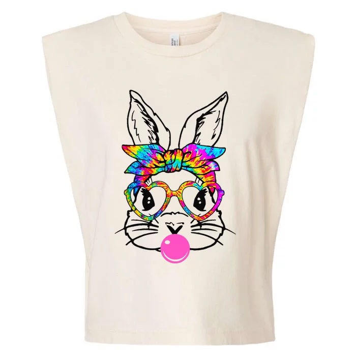 Cute Bunny With Bandana Heart Glasses Bubblegum Easter Day Garment-Dyed Women's Muscle Tee