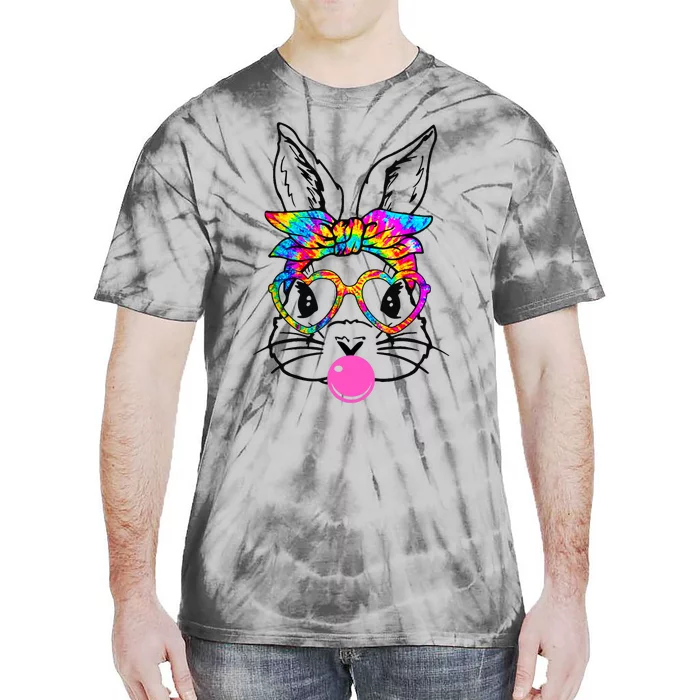 Cute Bunny With Bandana Heart Glasses Bubblegum Easter Day Tie-Dye T-Shirt