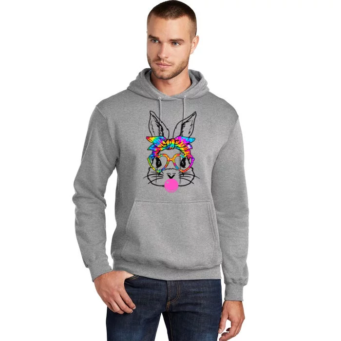 Cute Bunny With Bandana Heart Glasses Bubblegum Easter Day Tall Hoodie