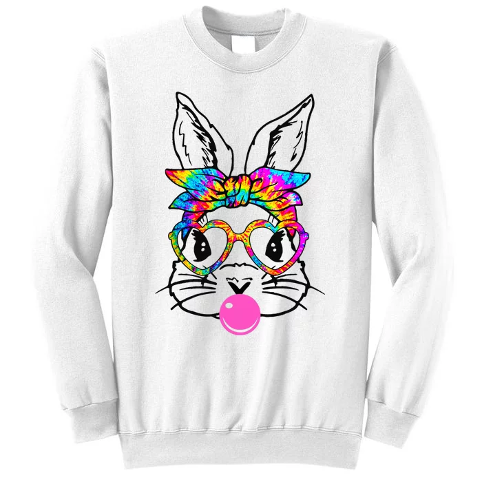 Cute Bunny With Bandana Heart Glasses Bubblegum Easter Day Sweatshirt