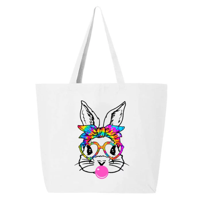 Cute Bunny With Bandana Heart Glasses Bubblegum Easter Day 25L Jumbo Tote