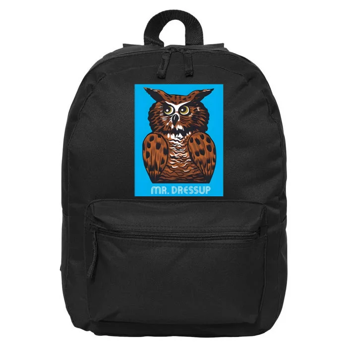 Craig Baird Wearing Mr Dressup Owl 16 in Basic Backpack