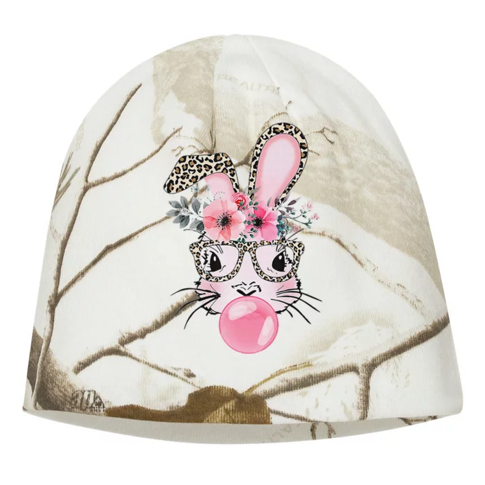 Cute Bunny With Leopard Glasses Bubblegum Easter Day Kati - Camo Knit Beanie