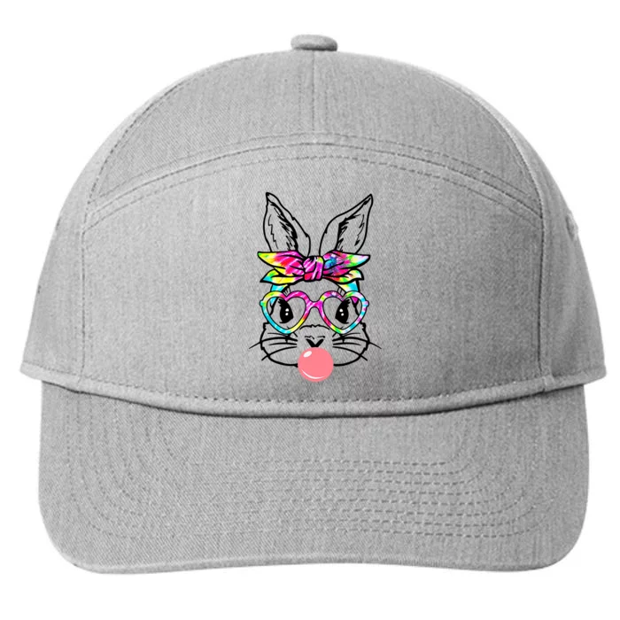 Cute Bunny With Bandana Heart Glasses Bubblegum Easter Day 7-Panel Snapback Hat