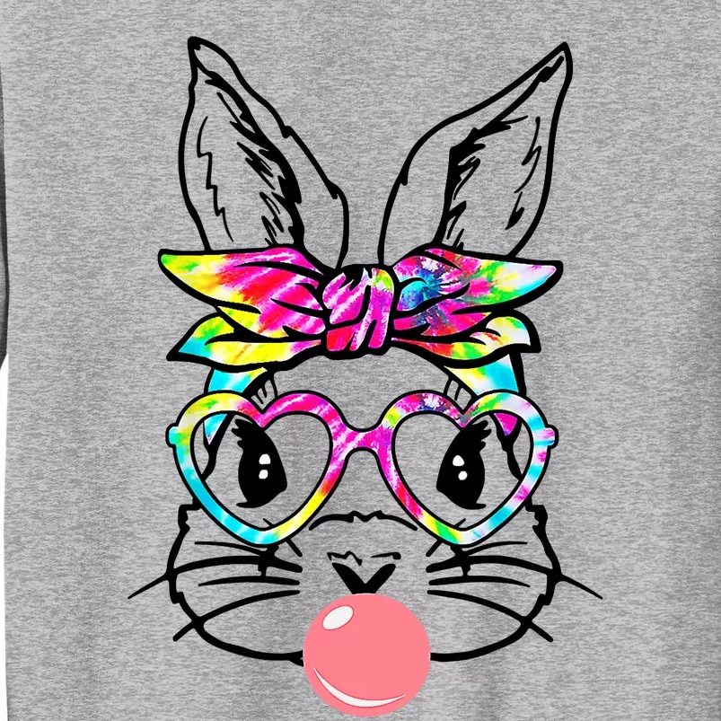 Cute Bunny With Bandana Heart Glasses Bubblegum Easter Day Tall Sweatshirt