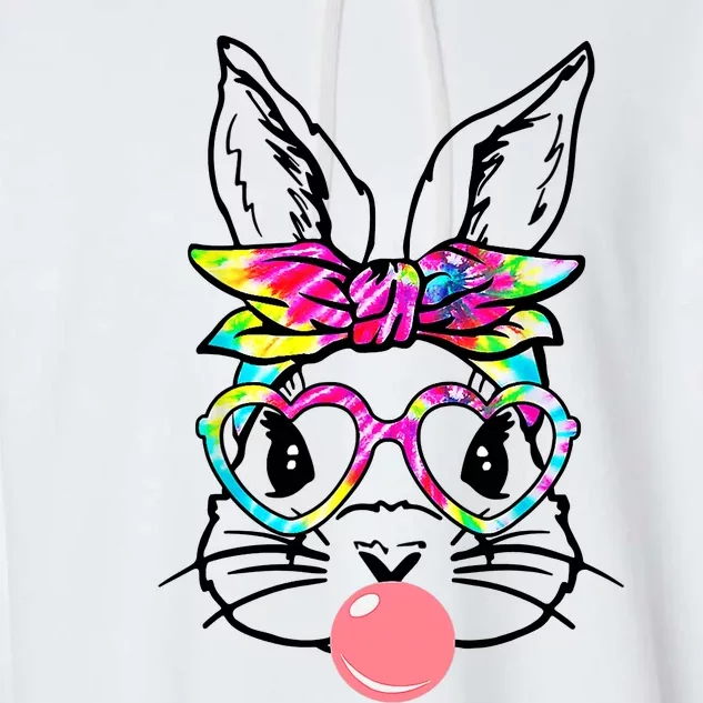 Cute Bunny With Bandana Heart Glasses Bubblegum Easter Day Garment-Dyed Fleece Hoodie