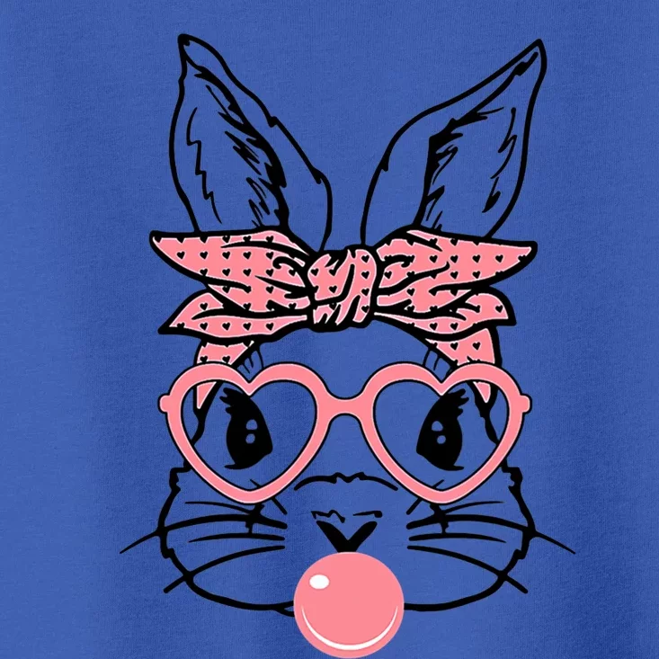 Cute Bunny With Bandana Heart Glasses Bubblegum Easter Day Gift Toddler T-Shirt