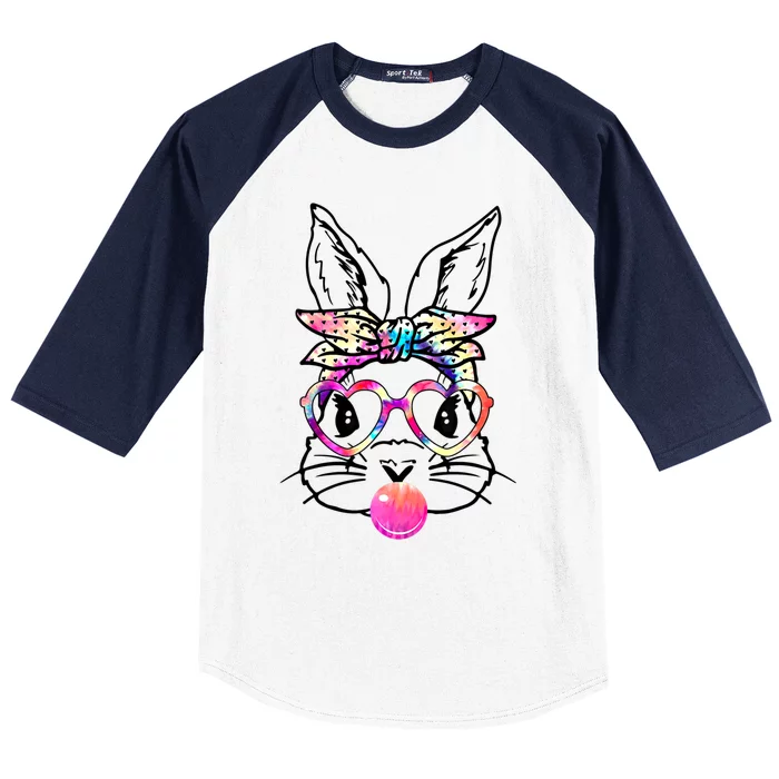 Cute Bunny With Bandana Heart Glasses Bubblegum Easter Day Cool Gift Baseball Sleeve Shirt