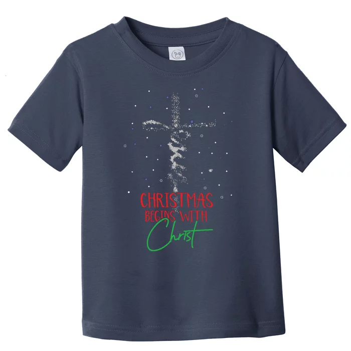 Christmas Begins With Christ Snowman Christian Religious Toddler T-Shirt