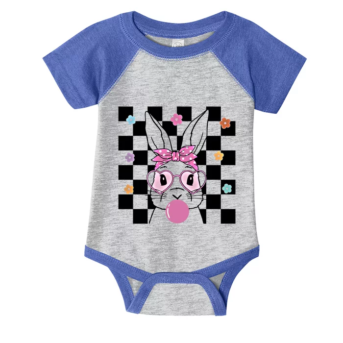 Cute Bunny With Bandana Heart Glasses Bubblegum Easter Day Gift Infant Baby Jersey Bodysuit