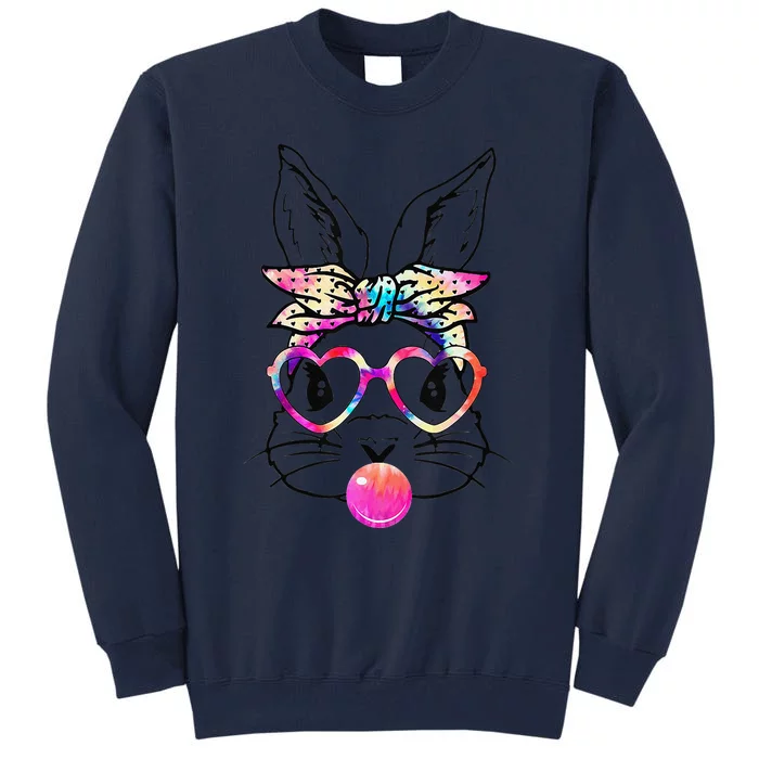 Cute Bunny With Bandana Heart Glasses Bubblegum Easter Day Tall Sweatshirt