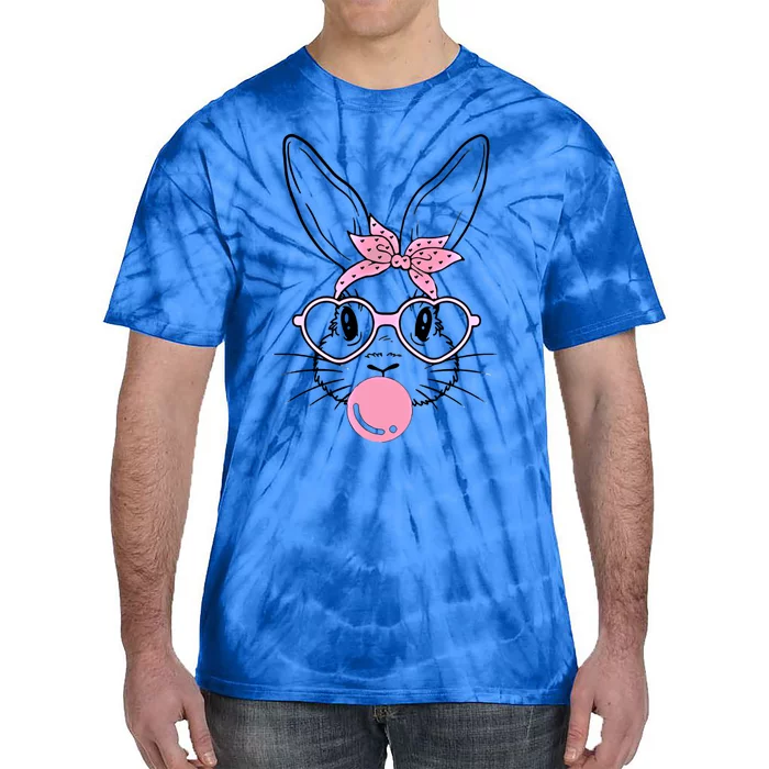 Cute Bunny With Heart Glasses Bubblegum Easter Day Gift Tie-Dye T-Shirt