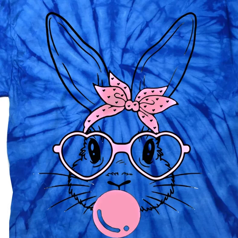 Cute Bunny With Heart Glasses Bubblegum Easter Day Gift Tie-Dye T-Shirt