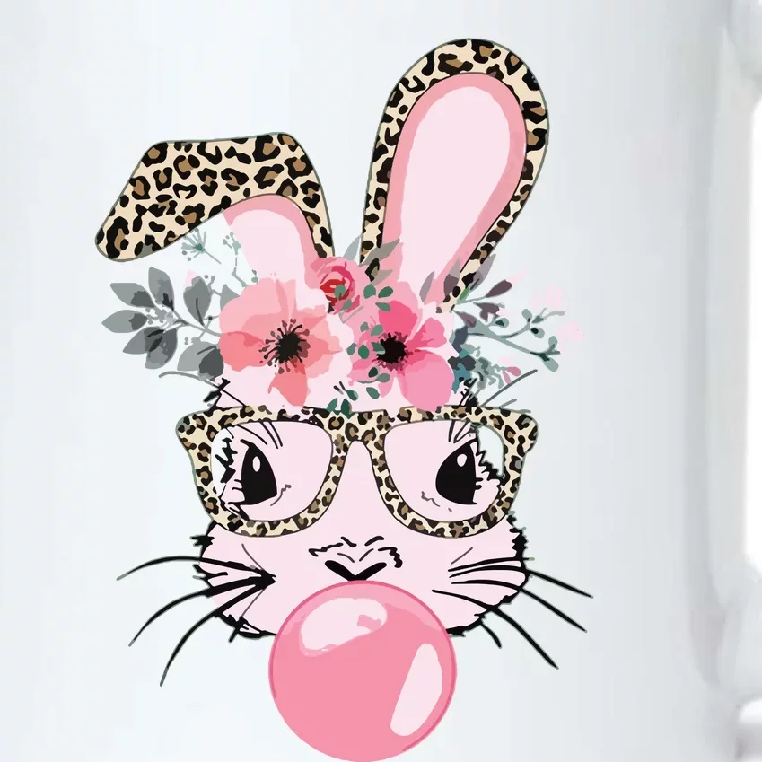 Cute Bunny With Leopard Glasses Bubblegum Easter Day Black Color Changing Mug