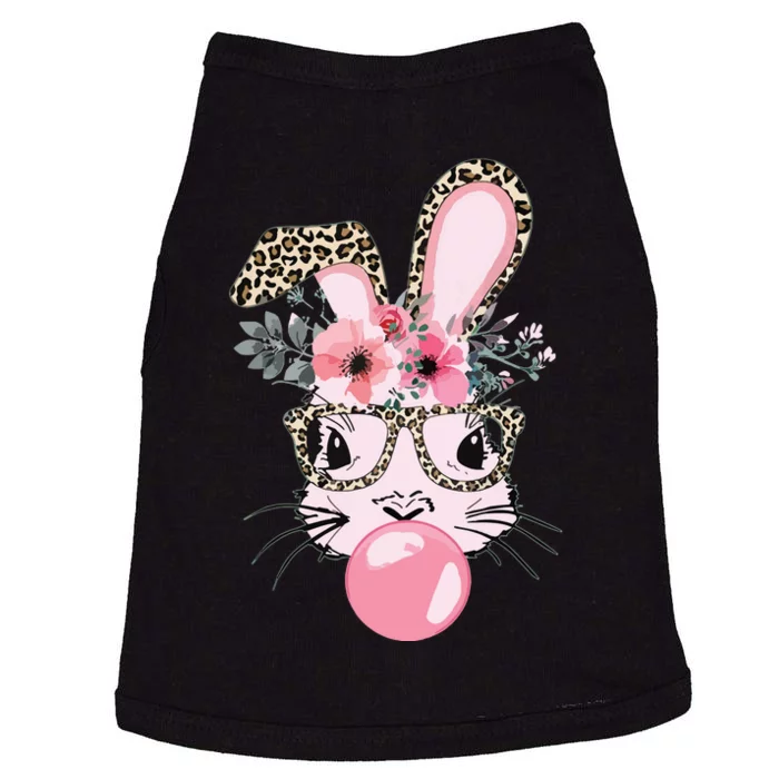 Cute Bunny With Leopard Glasses Bubblegum Easter Day Doggie Tank