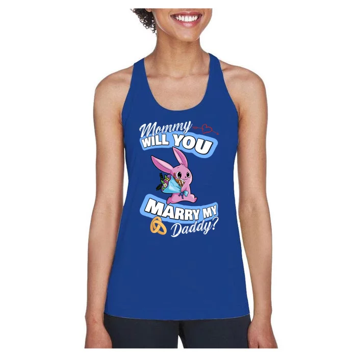 Cute Bunny Wedding Offer Mommy Will You Marry My Daddy Cool Gift Women's Racerback Tank