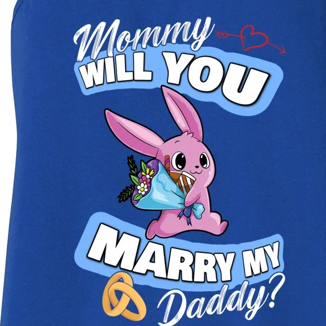 Cute Bunny Wedding Offer Mommy Will You Marry My Daddy Cool Gift Women's Racerback Tank