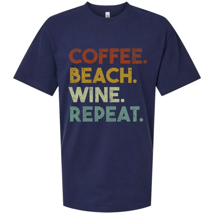 Coffee Beach Wine Repeat Funny Retro Beach Sueded Cloud Jersey T-Shirt