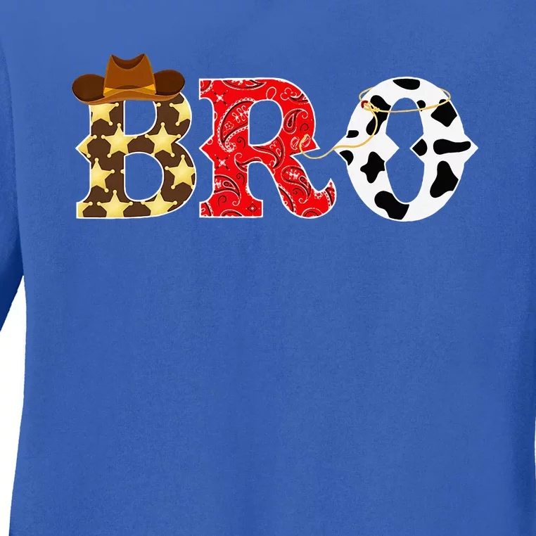 Cowboy Bro Western Rodeo Theme Birthday Party Matching Ladies Long Sleeve Shirt