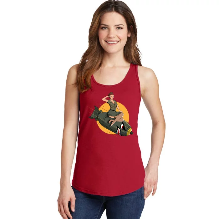 Cherry Bomb WW2 Pin Up Girl Ladies Essential Tank