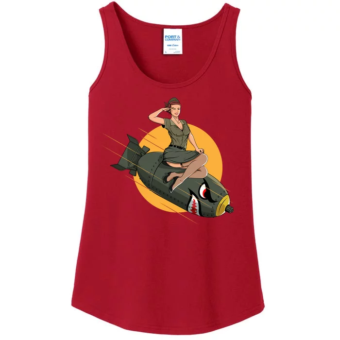 Cherry Bomb WW2 Pin Up Girl Ladies Essential Tank