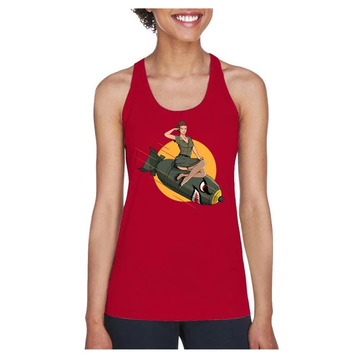 Cherry Bomb WW2 Pin Up Girl Women's Racerback Tank