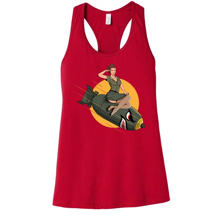 Cherry Bomb WW2 Pin Up Girl Women's Racerback Tank