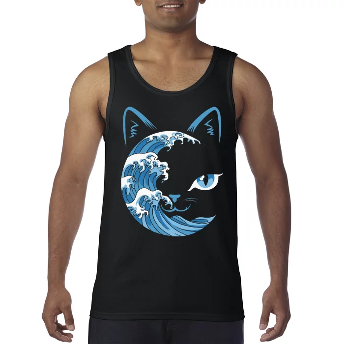 Cat Bule Wave Blue Cats Wave Blue Wave Of Cat Ladies Tank Top