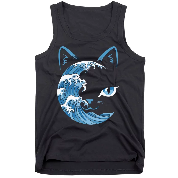 Cat Bule Wave Blue Cats Wave Blue Wave Of Cat Ladies Tank Top