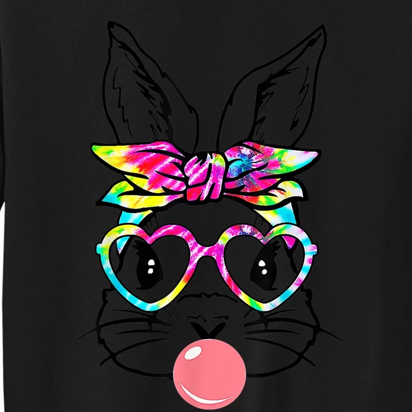 Cute Bunny With Bandana Heart Glasses Bubblegum Easter Day Tall Sweatshirt