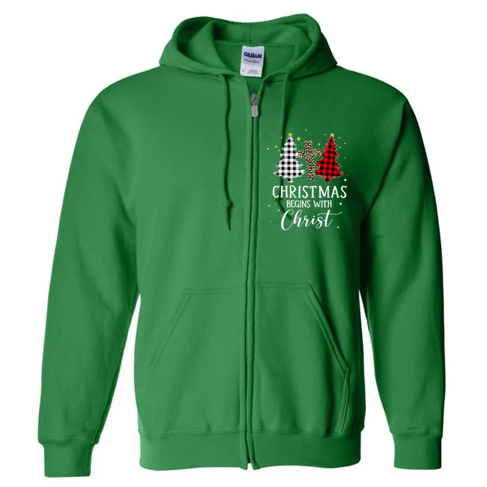 Christmas Begins With Christ Jesus Cross Christian Full Zip Hoodie