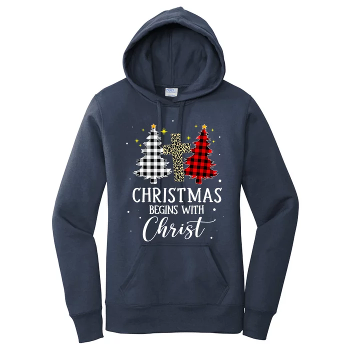 Christmas Begins With Christ Jesus Cross Christian Women's Pullover Hoodie