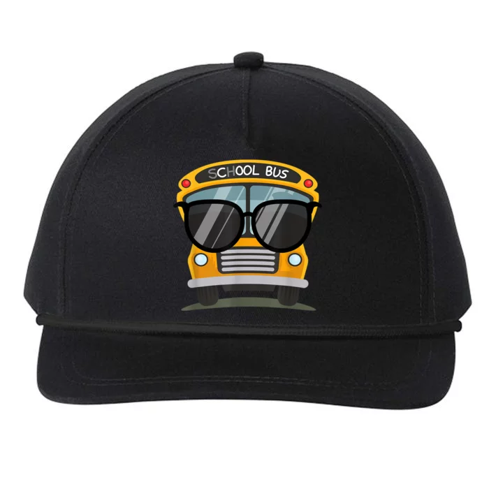 Cool Bus With Sunglasses School Bus Party Snapback Five-Panel Rope Hat